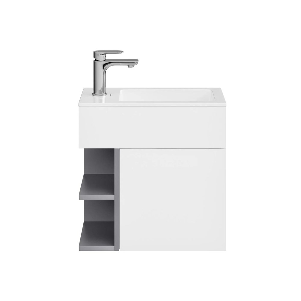 KERAMA MARAZZI KMLACb50MDg0 Тумба LATO подвесная 50 см, дверца push + полочки, утренний серый+серый пыльный матовый