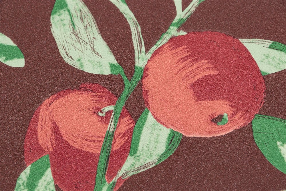 KERAMA MARAZZI KM8504 Обои виниловые Шафран мотив,красный, апельсины 1,06х10 (1, Т A) прямая стыковка