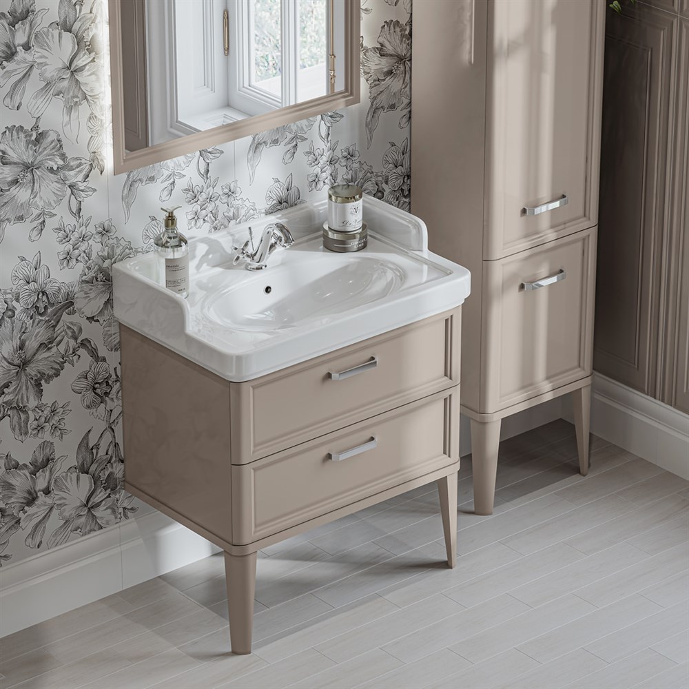 Раковина POMPEI подвесная/мебельная 80, белая глянцевая