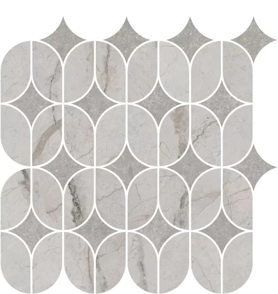 Декор Ифран наборный серый светлый глянцевый обрезной 30x32,5x0,9