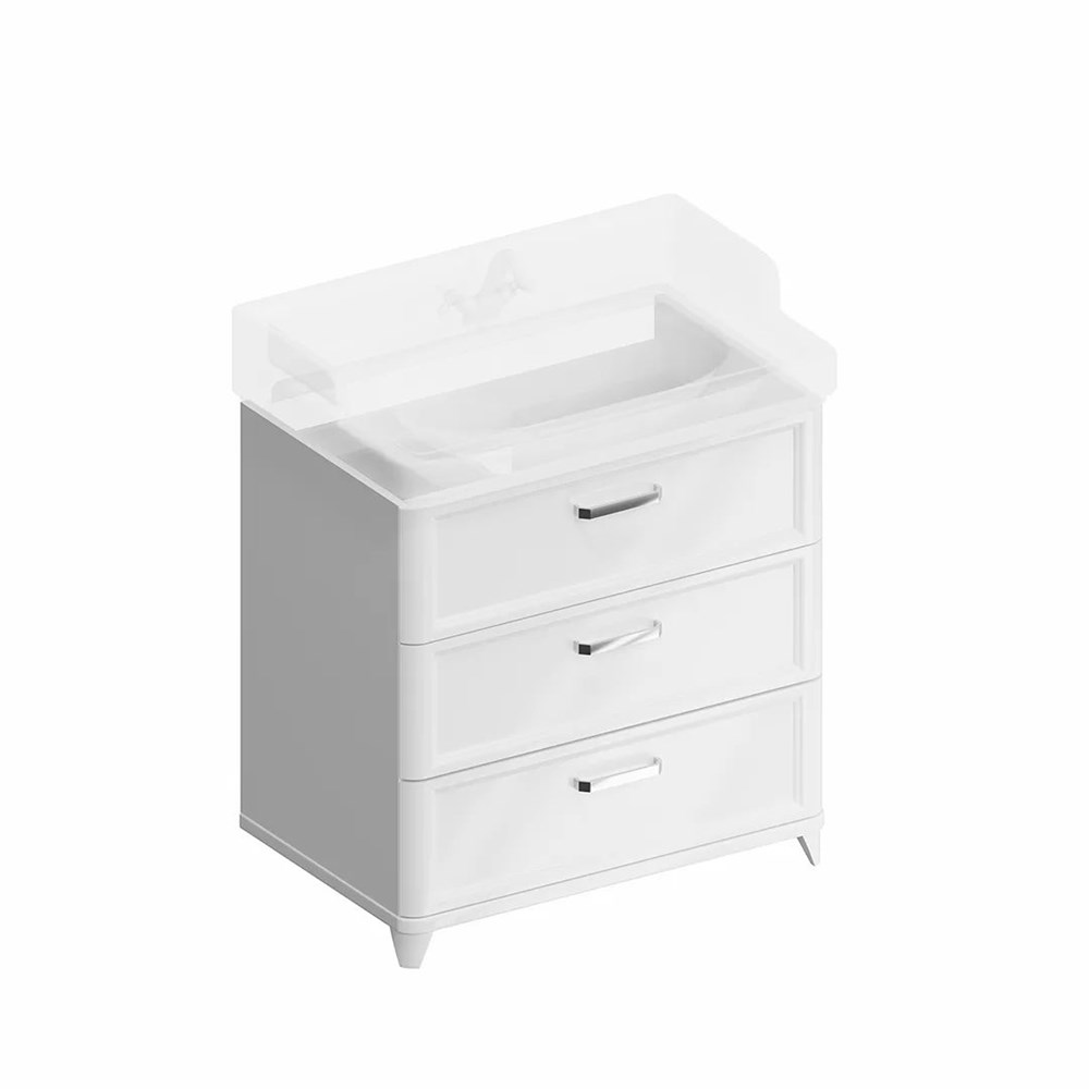 KERAMA MARAZZI PO.M.80.3/WHT Тумба POMPEI напольная с 3 ящиками 80, белая глянцевая