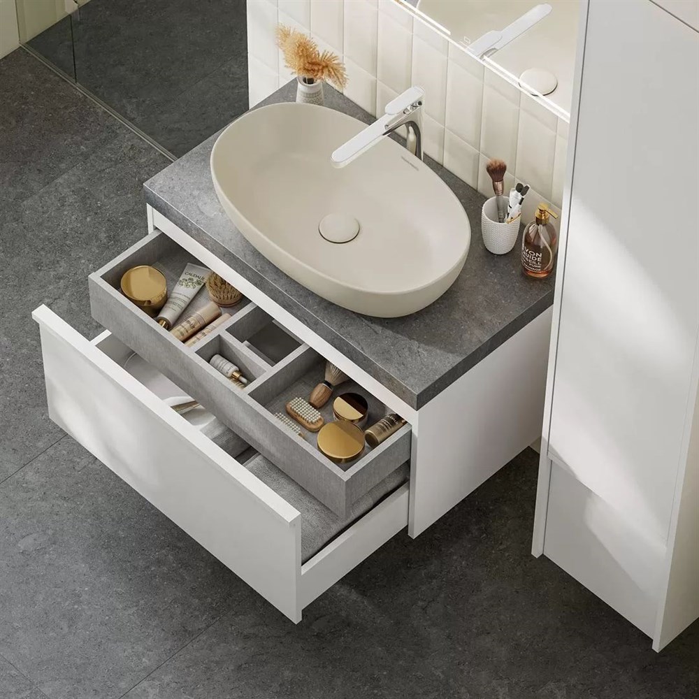 KERAMA MARAZZI MOD.80.1+1/WHT Тумба MODULA подвесная 80 с ящиком 1+1, белая глянцевая