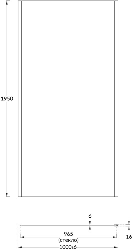 Душевая боковая панель VETRO, 100х195, хром