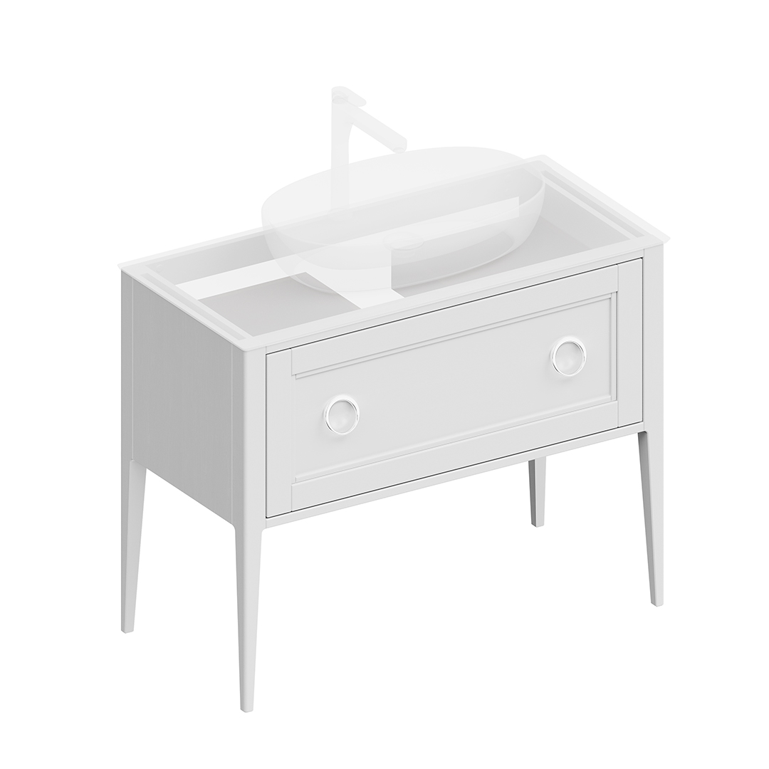 Тумба PLAZA Classic напольная с ящиками 100, белая матовая