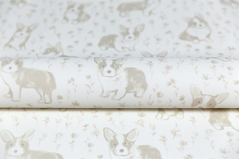 Обои виниловые на флизелиновой основе Уик-энд мотив, бежевый корги