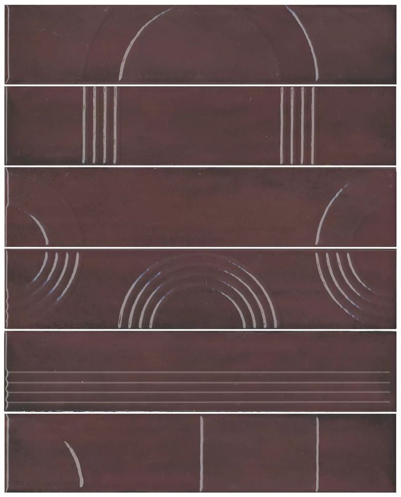 KERAMA MARAZZI KMP3STA006RN6X Панно Мажорель бордовый глянцевый (из 6 частей 6х28,5) 36x28,5x1