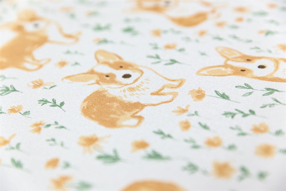 KERAMA MARAZZI KM7801 Обои виниловые Уик-энд мотив, жёлто-зелёный корги 1,06х10 (1, Т A) прямая стыковка