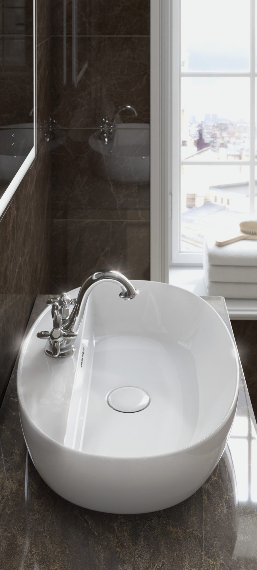 Раковина PLAZA накладная 60, белая глянцевая