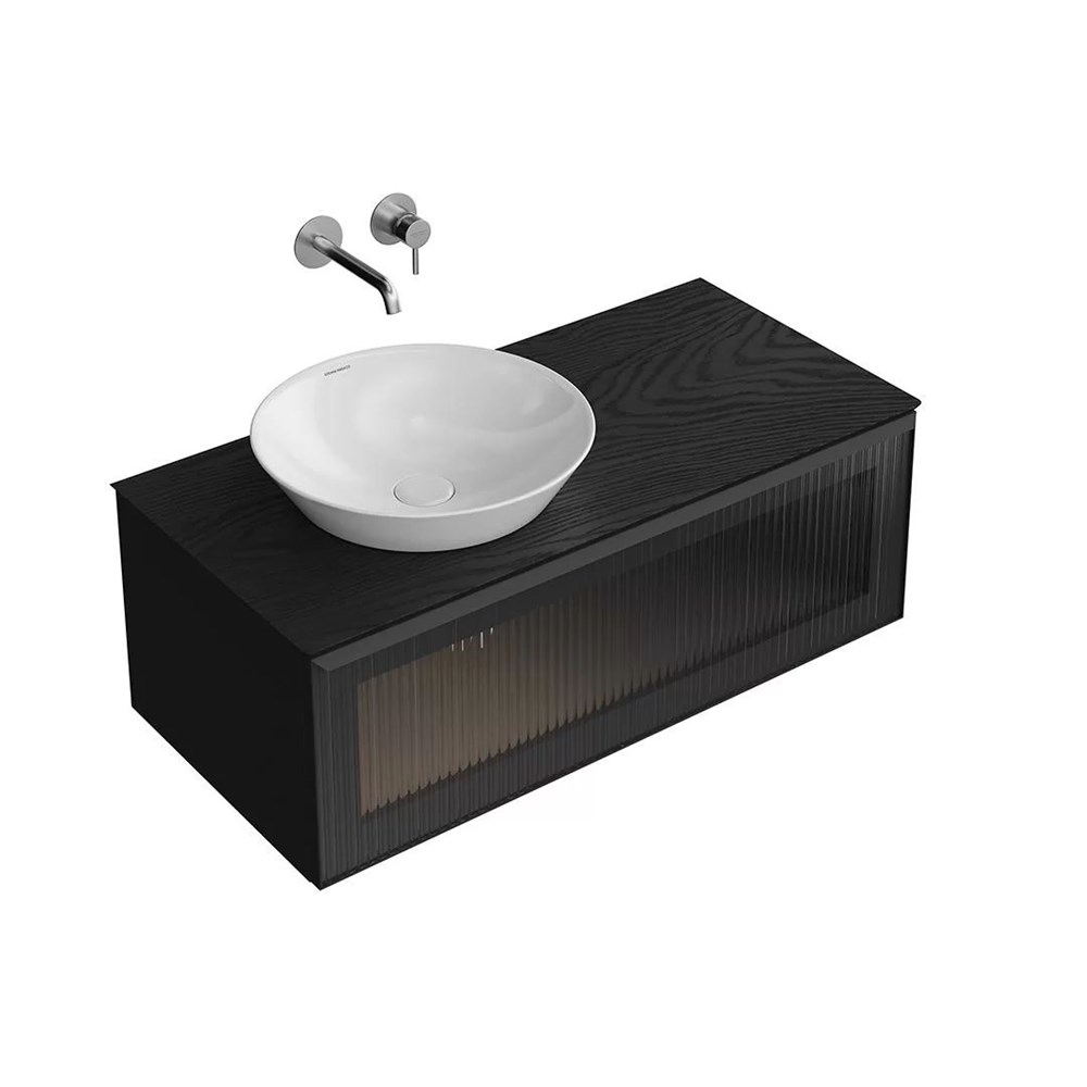 KERAMA MARAZZI IC.100.1/BLK Тумба ICONICO подвесная 100 с рифленым стеклом, 1 ящик, черная