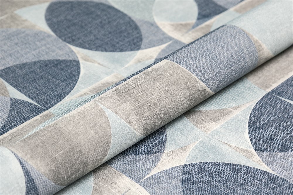 KERAMA MARAZZI KM8511 Обои виниловые Шафран мотив,синий, круги 1,06х10 (1, Т A) прямая стыковка