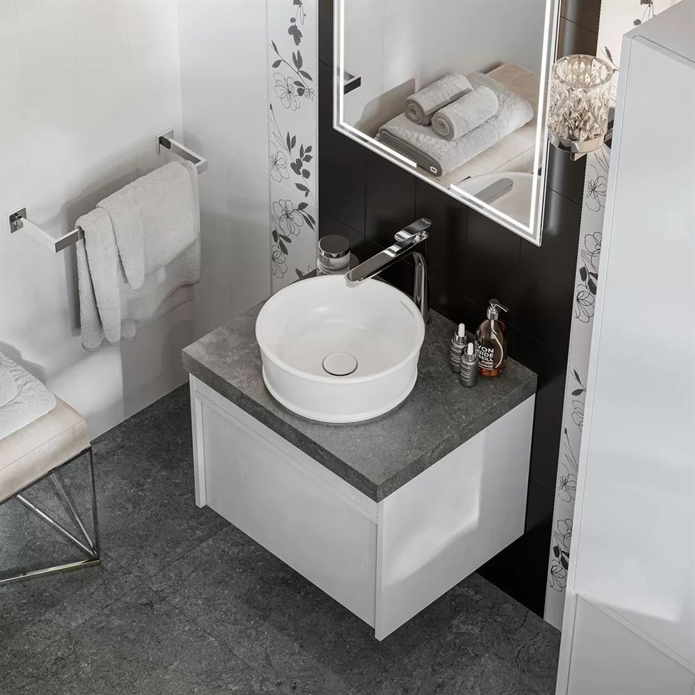 KERAMA MARAZZI MOD.60.1+1/WHT Тумба MODULA подвесная 60 с ящиком 1+1, белая глянцевая