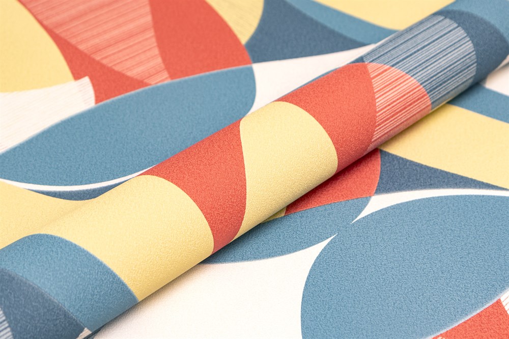 KERAMA MARAZZI KM8507 Обои виниловые Шафран мотив,разноцветный синий 1,06х10 (1, Т A) прямая стыковка