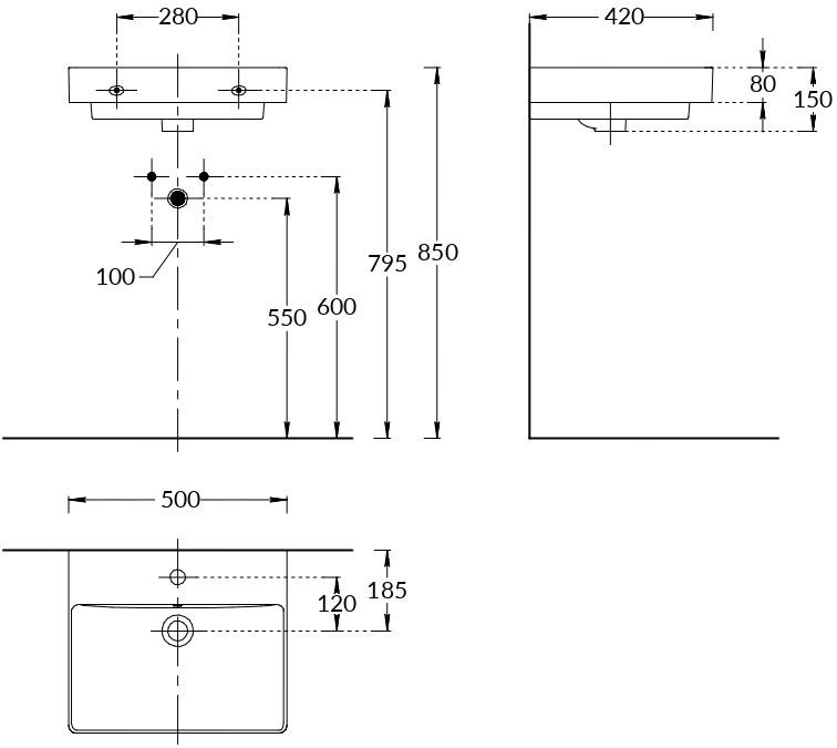 KERAMA MARAZZI PROR.wb.50 Раковина PRO мебельная/подвесная 50, белая глянцевая
