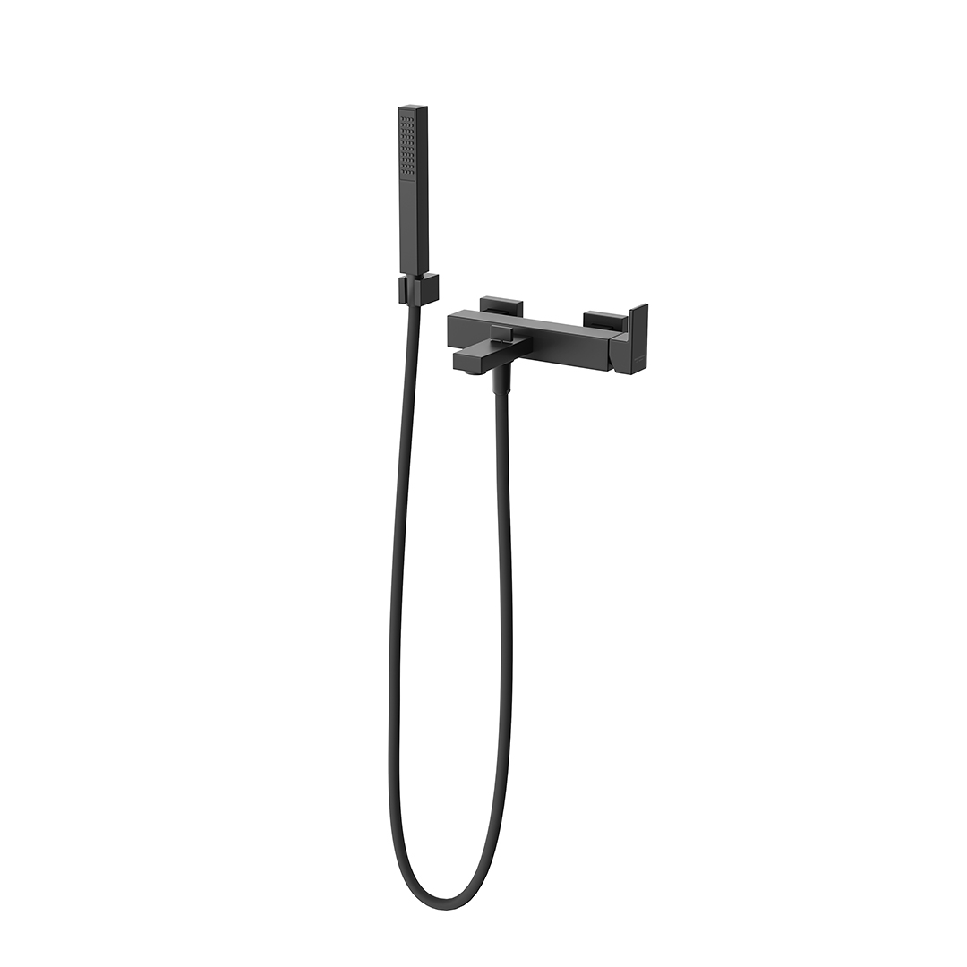 Смеситель для ванны FUTURA настенный с душевой лейкой, матовый черный