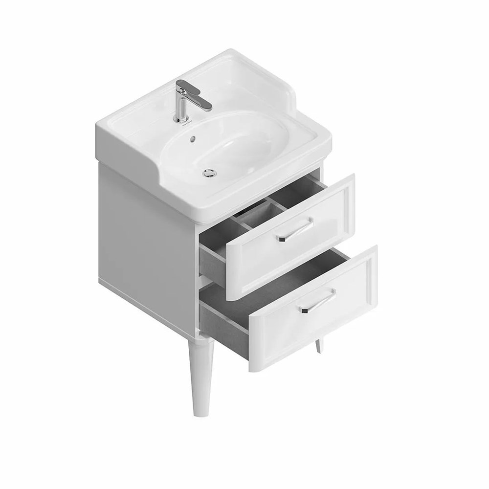 KERAMA MARAZZI PO.M.60.2/WHT Тумба POMPEI напольная с 2 ящиками 60, белая глянцевая