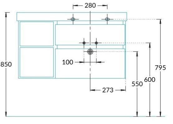 KERAMA MARAZZI CUB.90.2Rh/LIM.N Тумба CUBO правая подвесная с ящиками 90, лимо матовая- структ.орех