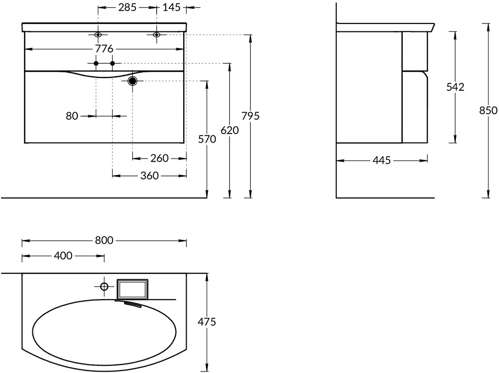 KERAMA MARAZZI RV.80\WHT.M Тумба RIVA 80 см, белая матовая