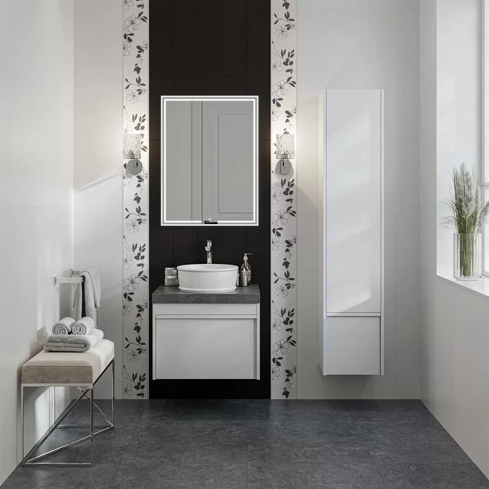 KERAMA MARAZZI MOD.60.1+1/WHT Тумба MODULA подвесная 60 с ящиком 1+1, белая глянцевая
