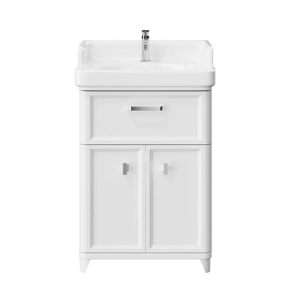 KERAMA MARAZZI PO.M.60.1/WHT Тумба POMPEI напольная с ящиком и дверцами 60, белая глянцевая