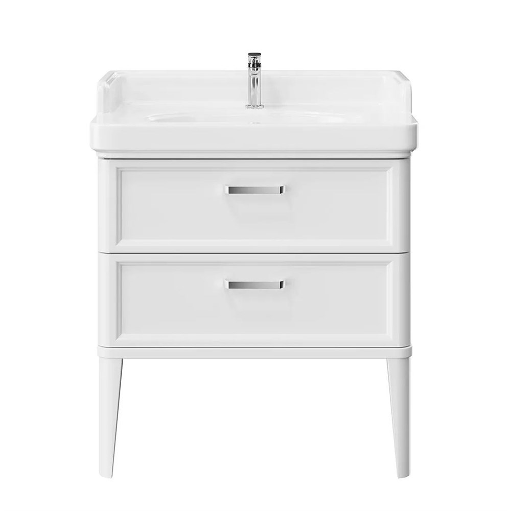 KERAMA MARAZZI PO.M.80.2/WHT Тумба POMPEI напольная с 2 ящиками 80, белая глянцевая