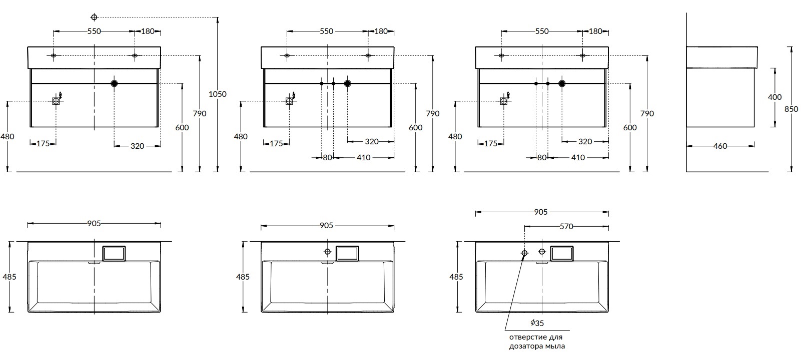 Тумба LOGICA подвесная 2 ящика 90 см, белоснежный