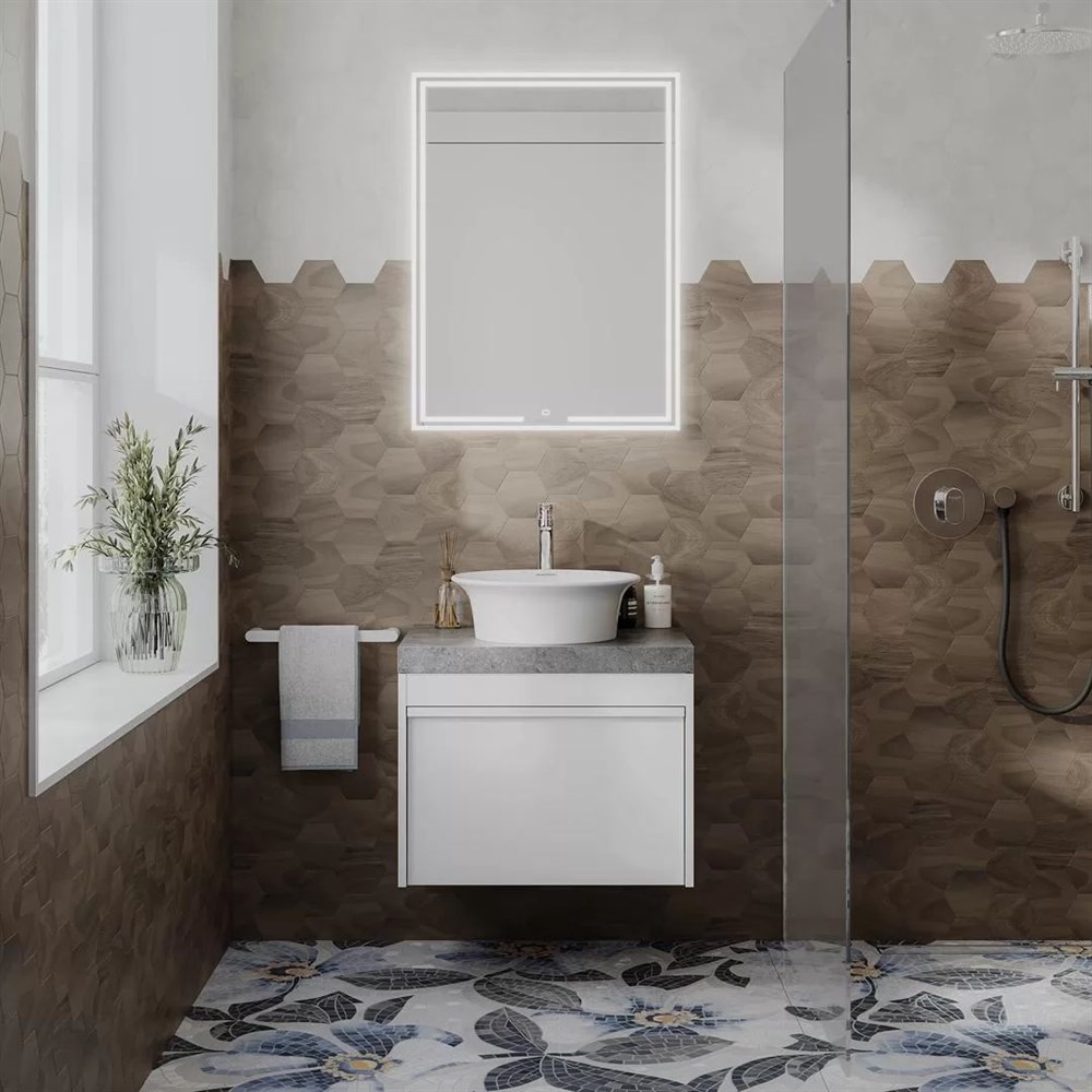 KERAMA MARAZZI MOD.60.1+1/WHT Тумба MODULA подвесная 60 с ящиком 1+1, белая глянцевая