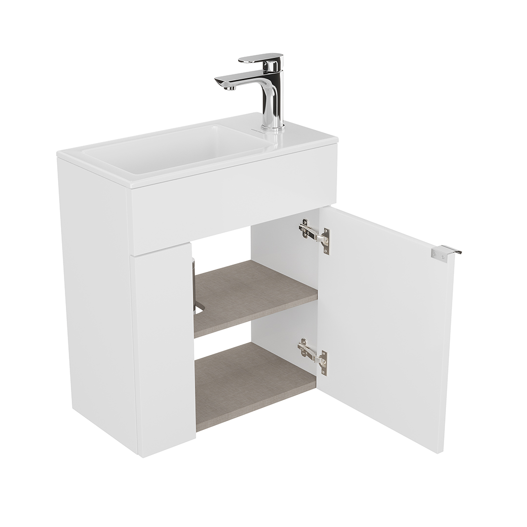 Тумба LATO подвесная с дверцей 50, белая глянцевая