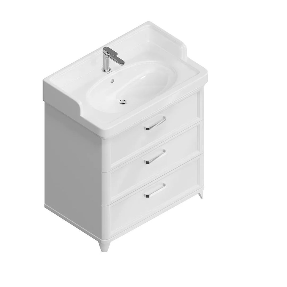 KERAMA MARAZZI PO.M.80.3/WHT Тумба POMPEI напольная с 3 ящиками 80, белая глянцевая