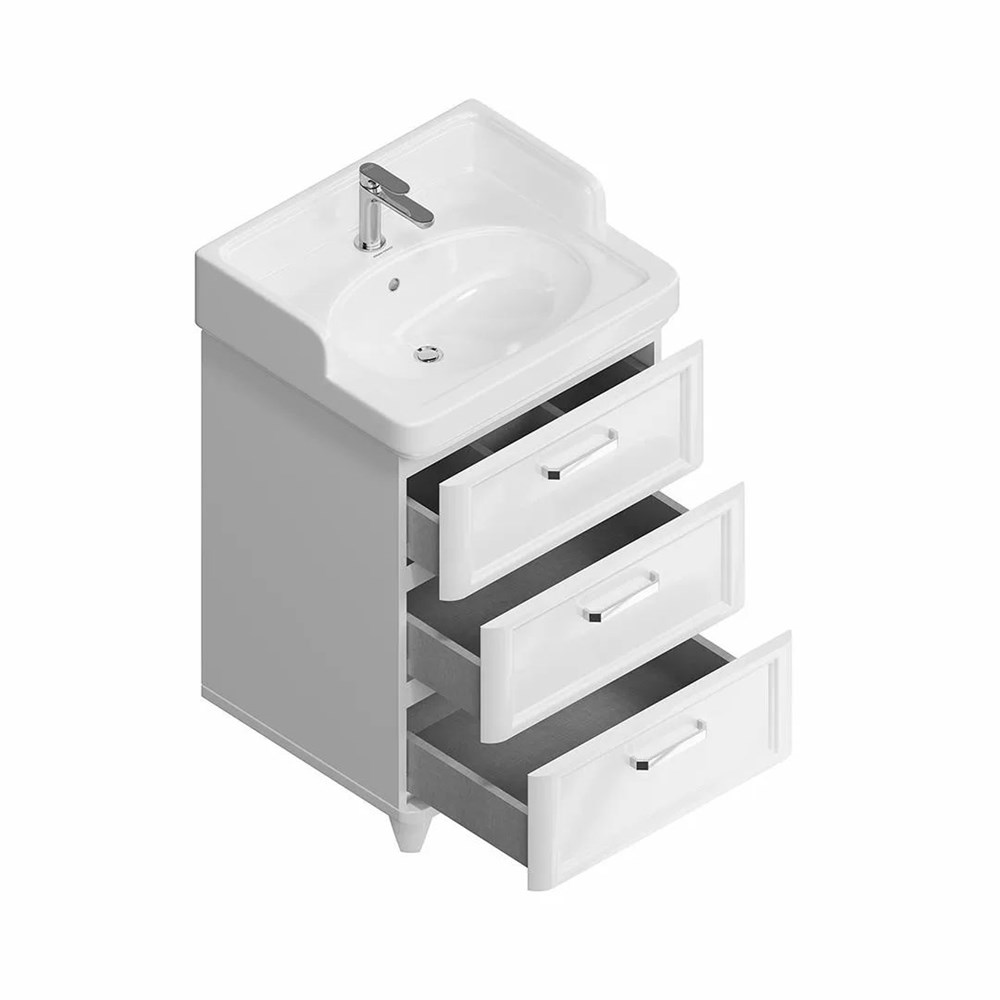 KERAMA MARAZZI PO.M.60.3/WHT Тумба POMPEI напольная с 3 ящиками 60, белая глянцевая