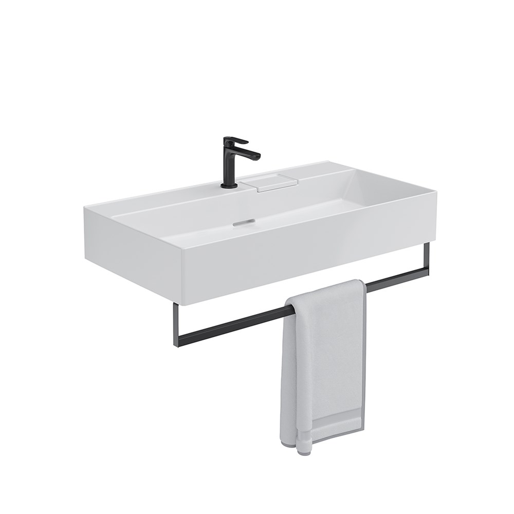 Держатель для полотенец к раковинам LOGICA 90 с крепежом, черный матовый