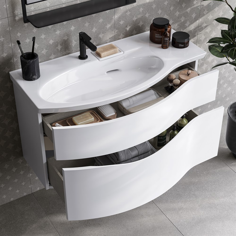 KERAMA MARAZZI RV.100Lh\WHT.M Тумба RIVA 100 см левая, белая матовая