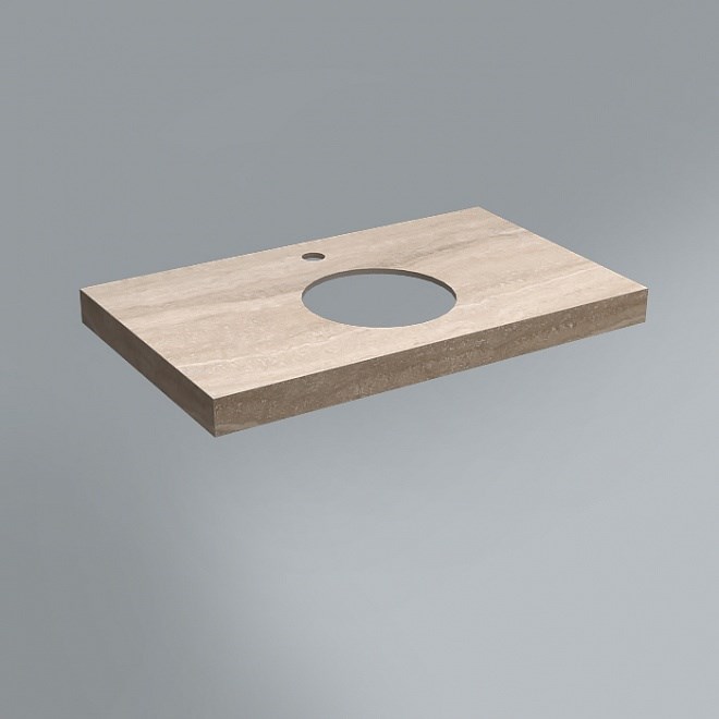 Столешница из керамогранита для накладных раковин, Риальто 80 см, бежевый натуральный