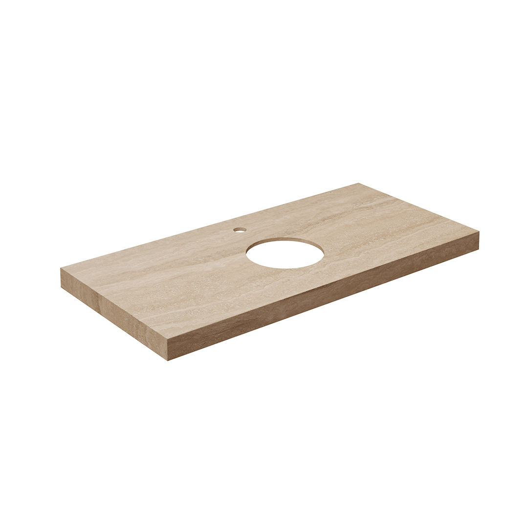 Столешница из керамогранита для накладных раковин, Риальто 100 см, бежевый натуральный