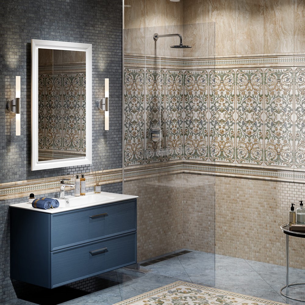 Тумба PIANO Classic подвесная 95, ясень синий матовый