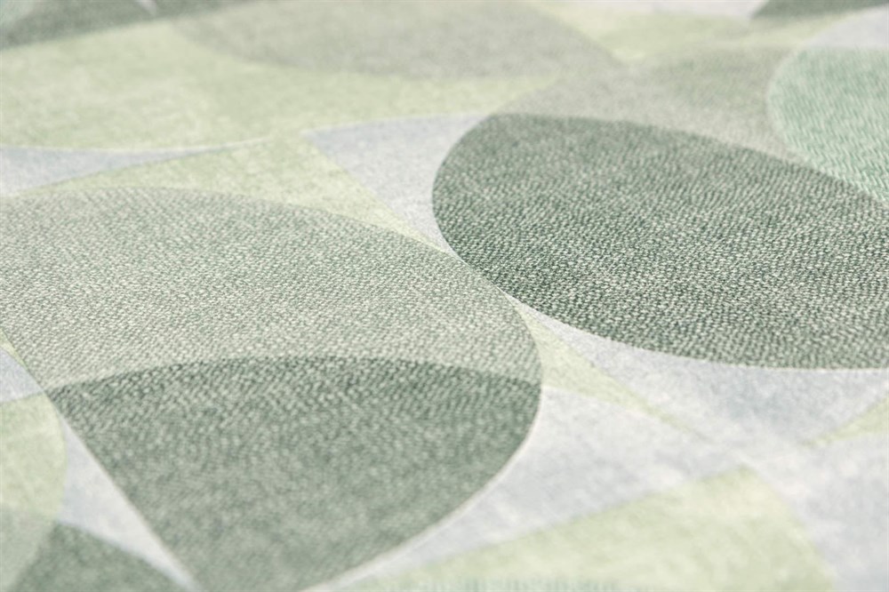 KERAMA MARAZZI KM8513 Обои виниловые Шафран мотив,зелёный, круги 1,06х10 (1, Т A) прямая стыковка