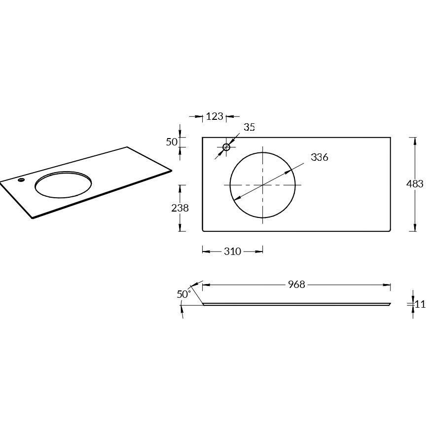 Столешница из керамогранита Ониче 97, синяя (спец. изделие декоративное)