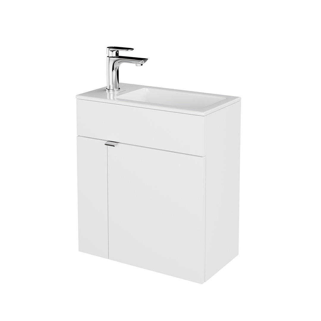 Тумба LATO подвесная с дверцей 50, белая глянцевая