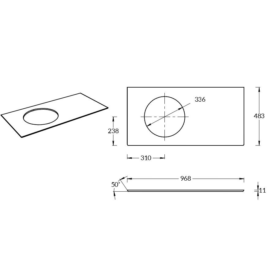 Столешница из керамогранита для раковин, встраиваемых сверху, Ониче 97 см, бежевый лаппатированный