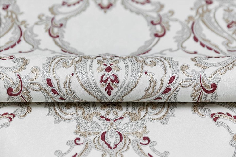 Обои виниловые на флизелиновой основе Ориент мотив, белый красный