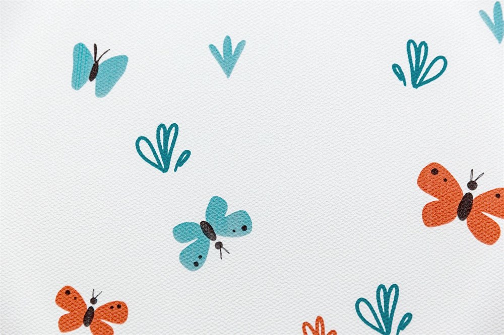 Обои виниловые на флизелиновой основе Уик-энд мотив, оранжево-синий бабочки