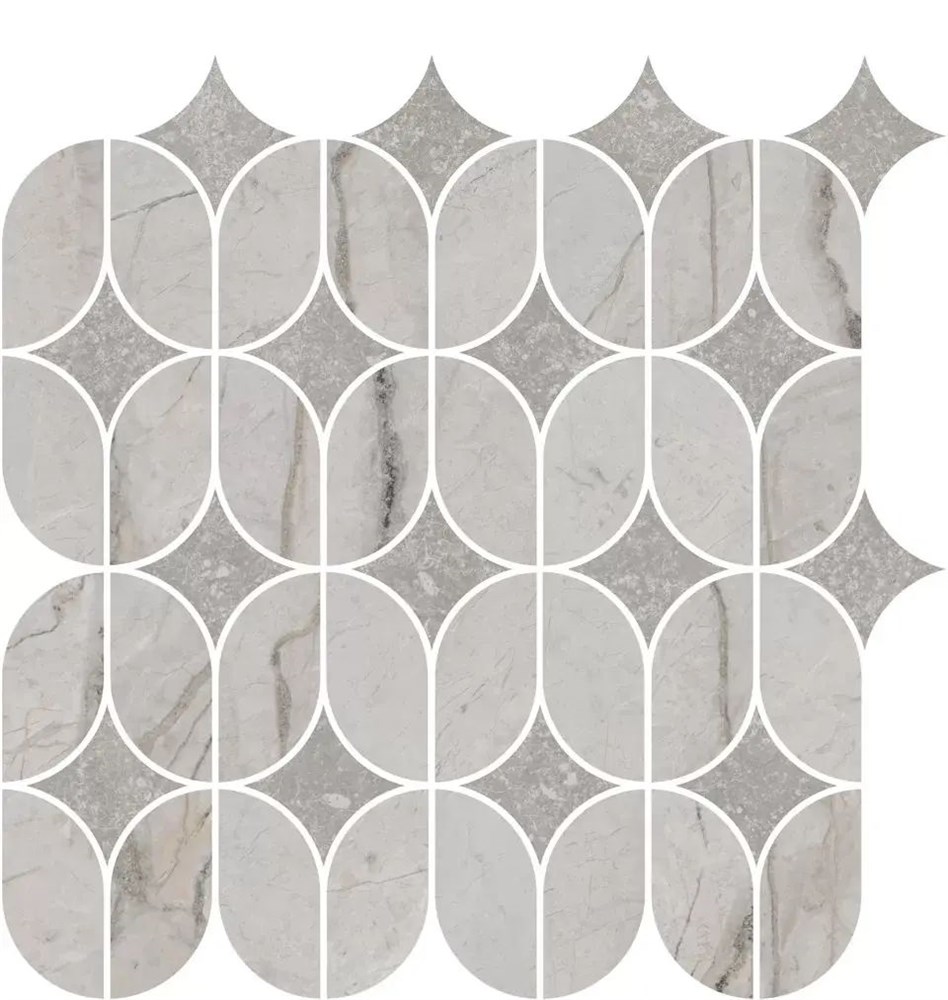 Декор Ифран наборный серый светлый глянцевый обрезной 30x32,5x0,9