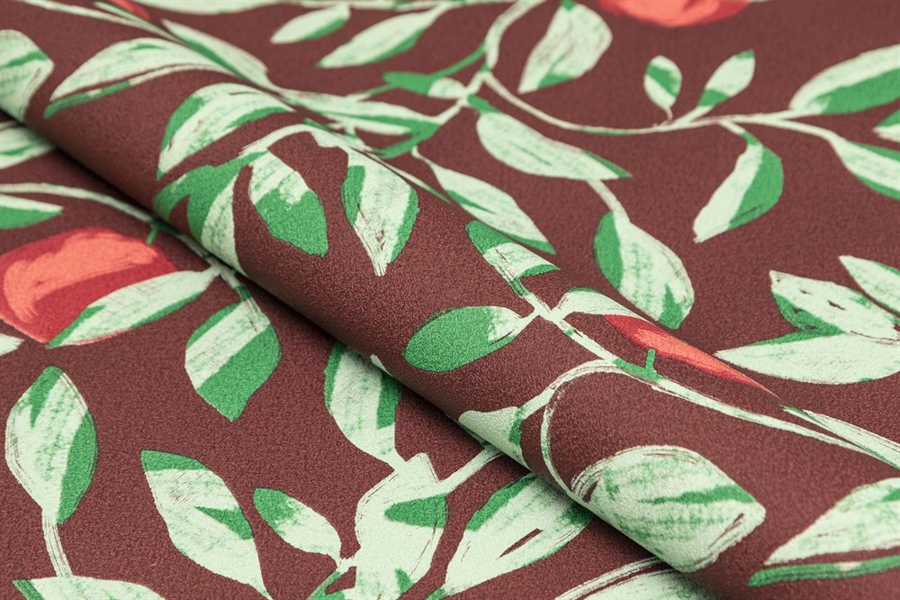 KERAMA MARAZZI KM8504 Обои виниловые Шафран мотив,красный, апельсины 1,06х10 (1, Т A) прямая стыковка