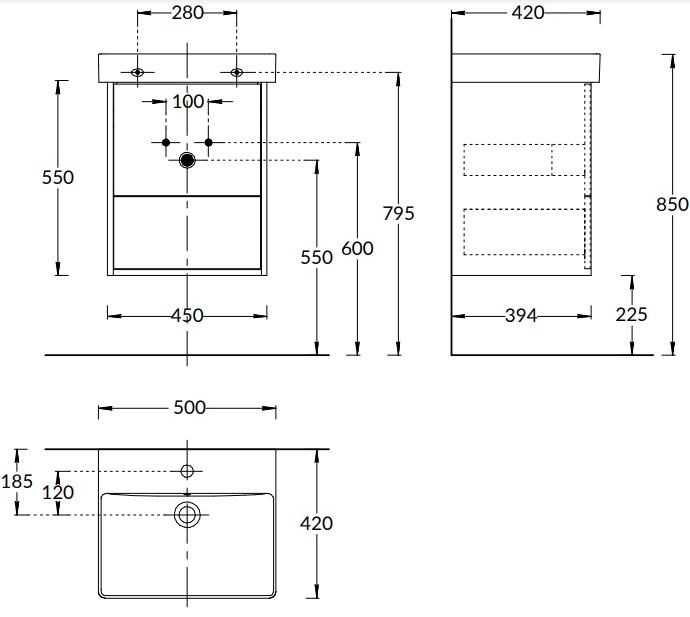 KERAMA MARAZZI PRO.50.2/WHT Тумба PRO подвесная 2 ящика 50, белая матовая