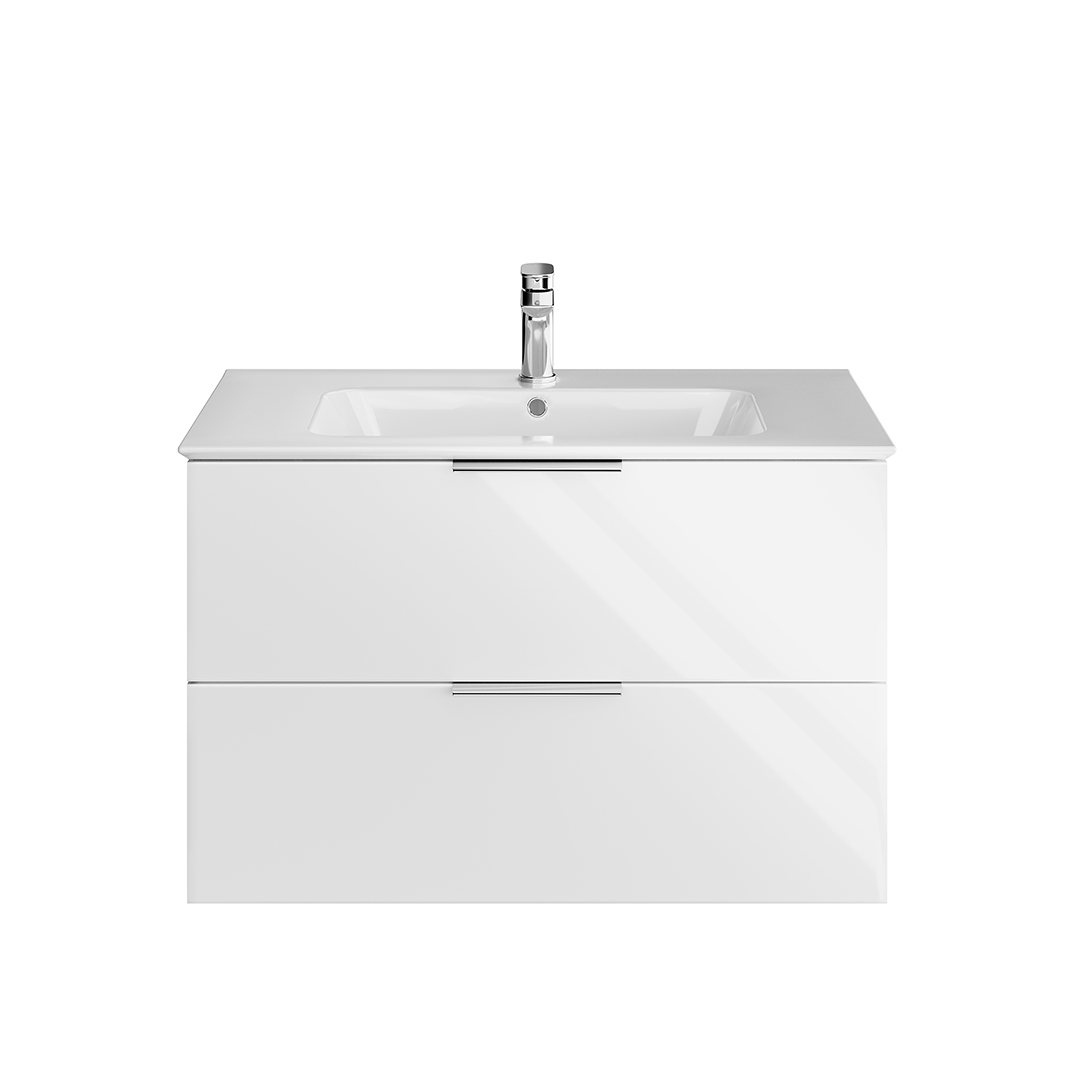 Тумба PIANO подвесная с ящиками 85, белая глянцевая