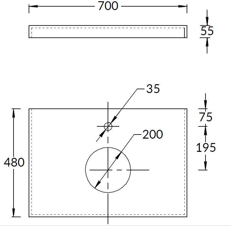 Столешница из керамогранита для накладных раковин, Риальто 70, песочный лаппатированный