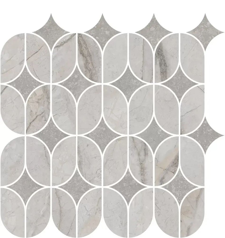 Декор Ифран наборный серый светлый глянцевый обрезной 30x32,5x0,9