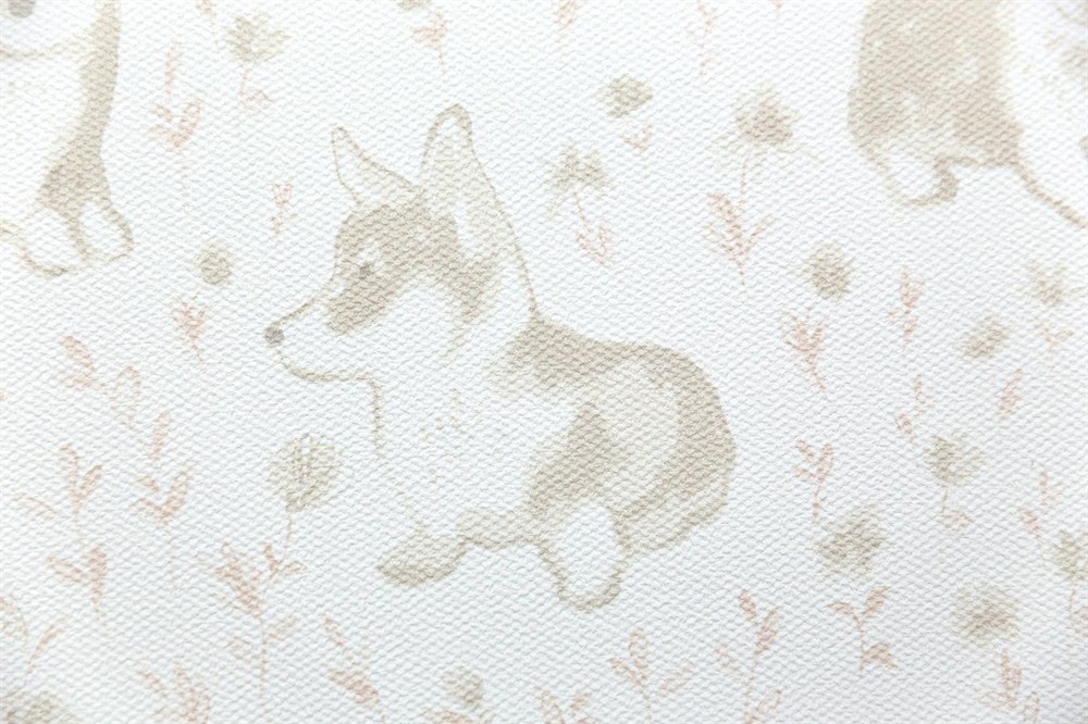 Обои виниловые на флизелиновой основе Уик-энд мотив, бежевый корги