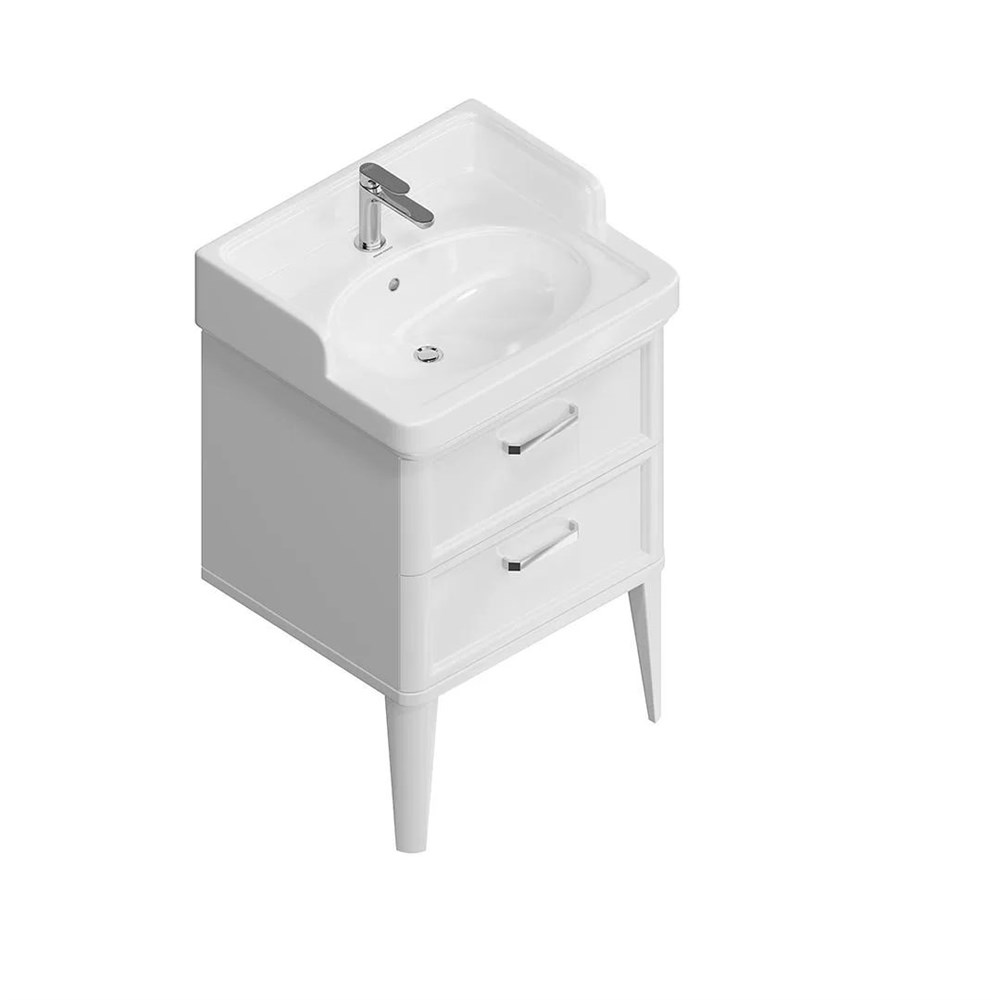 KERAMA MARAZZI PO.M.60.2/WHT Тумба POMPEI напольная с 2 ящиками 60, белая глянцевая