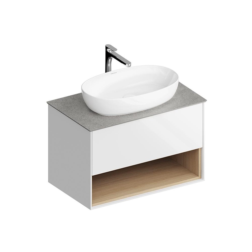 KERAMA MARAZZI PLB.M.80.1/WHT.V Тумба PLAZA Modern подвесная 80, 1 ящик + полка, белая глянцевая