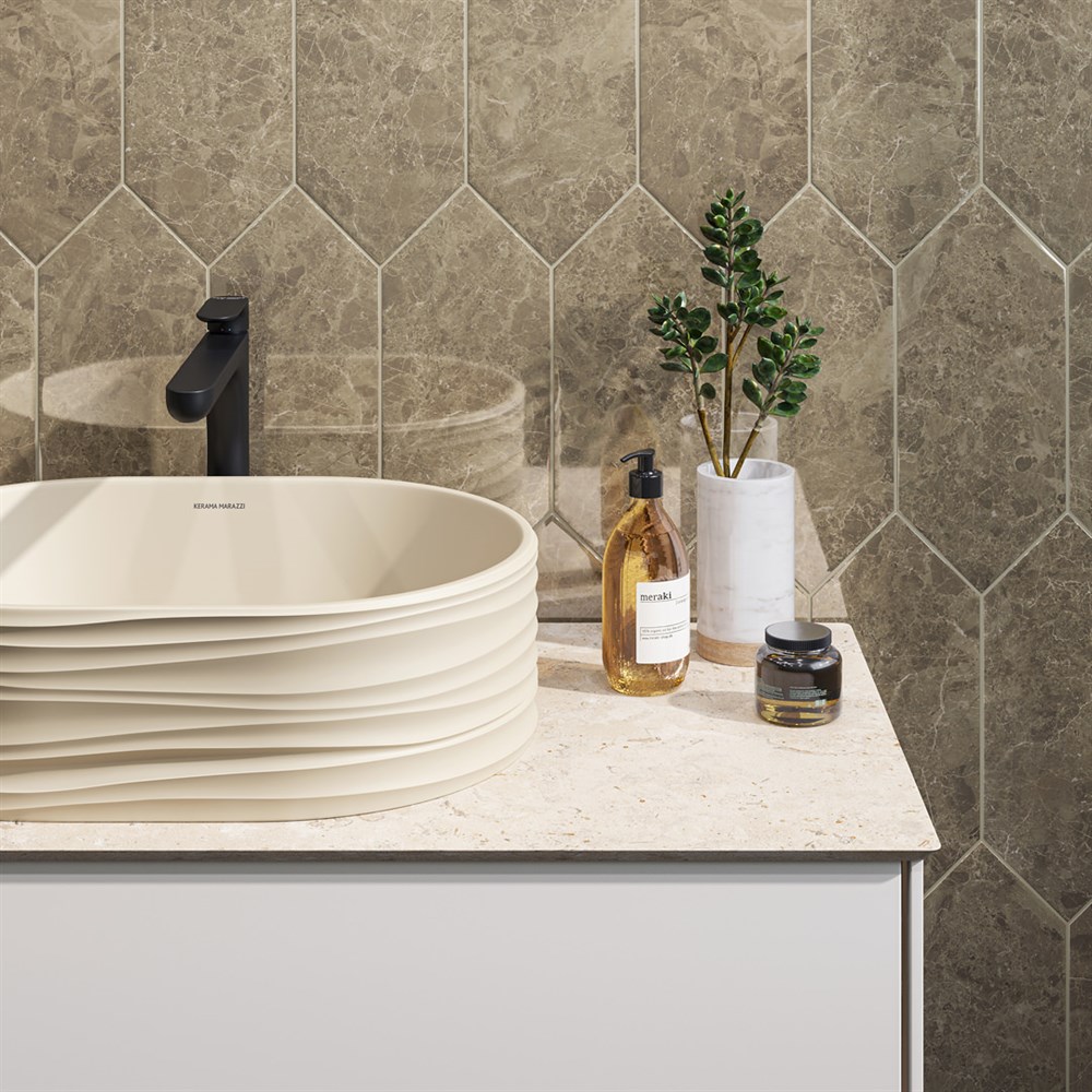 KERAMA MARAZZI PL5.DD590500R/100 PL5.DD590500R/100 Спец. изделие декоративное для накладных раковин Про Лаймстоун АТ бежевый темный